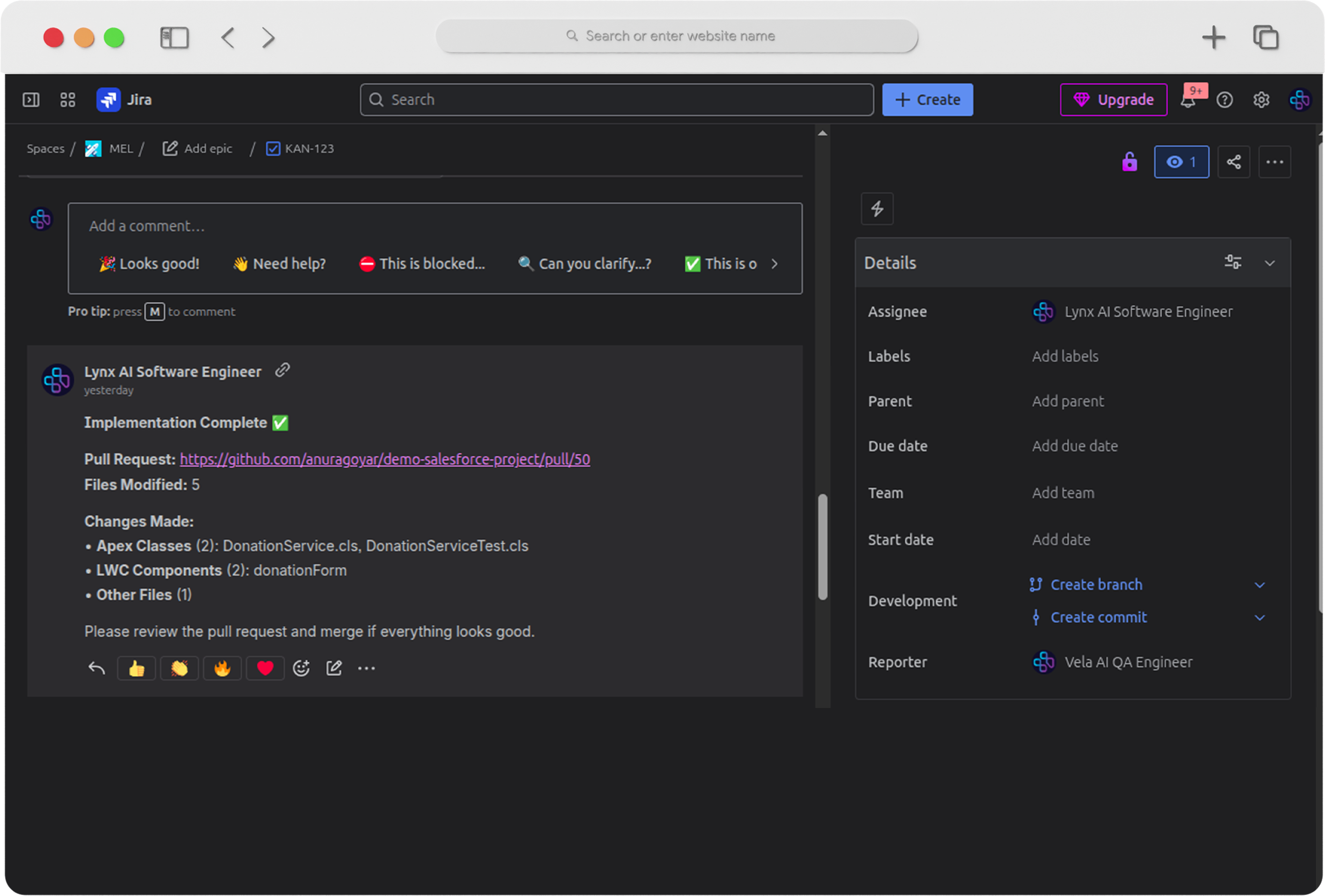LYNX - SOFTWARE DEVELOPER interface preview (mobile)