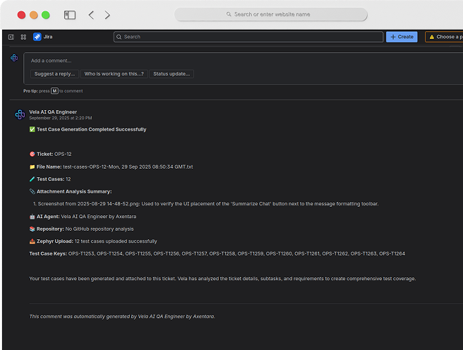 VELA - QA ENGINEER interface preview